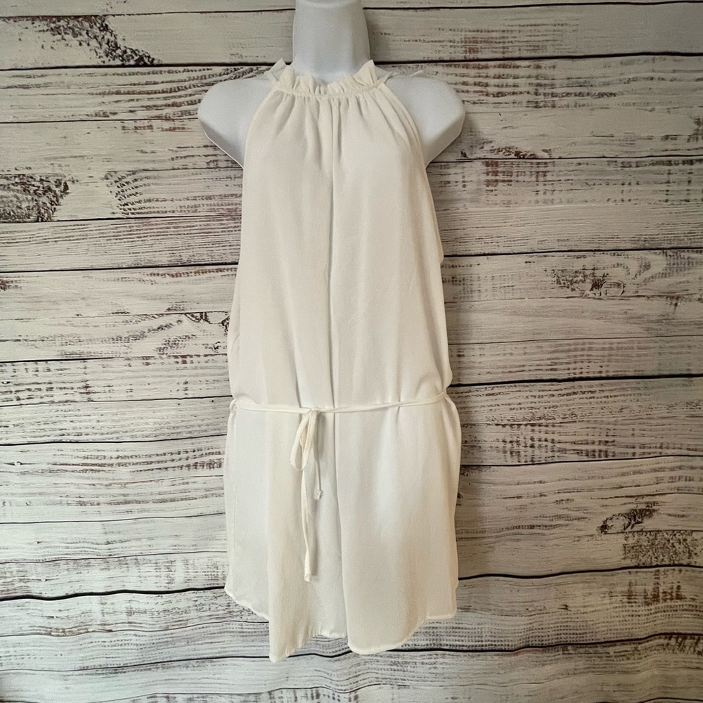 Ivory Halter Neck Belted Woven Romper